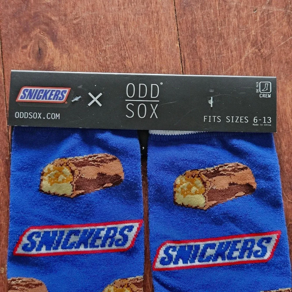NEW Odd Sox Snickers Candy Bar Crew Socks Adults 6-13 Blue‎ Red